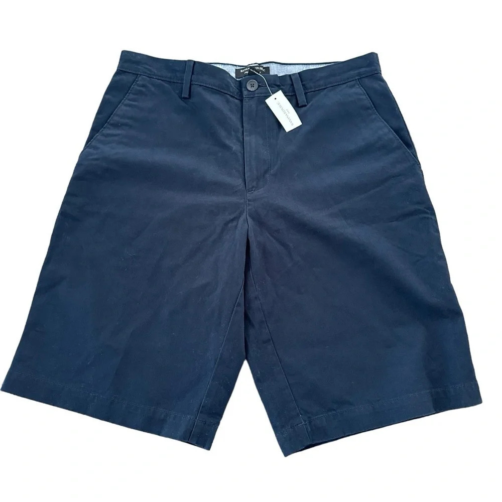 NWT Banana Republic Size 32 navy blue Emerson Bermuda Shorts 11” 100% cotton New